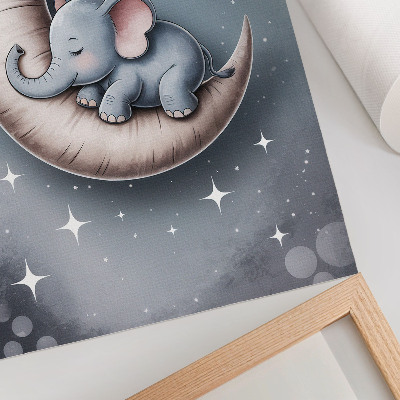 Decorative poster Sleeping elephant on the moon in pastel colors