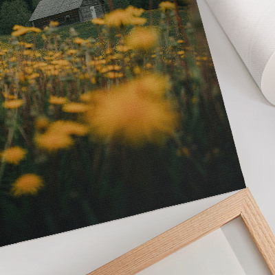 Premium wall art Rustic cottage forest yellow flowers blur