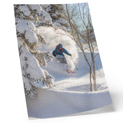 Art print Skier in the winter forest dynamics snow