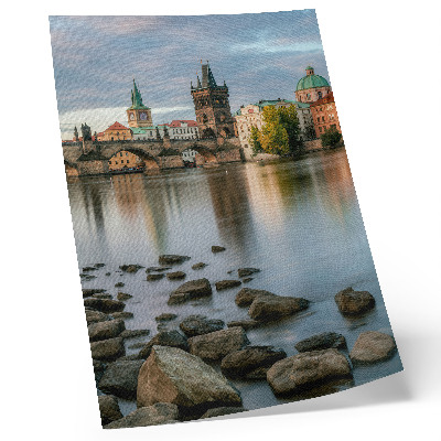 Decorative poster A picturesque panorama of the city with a bridge over the river
