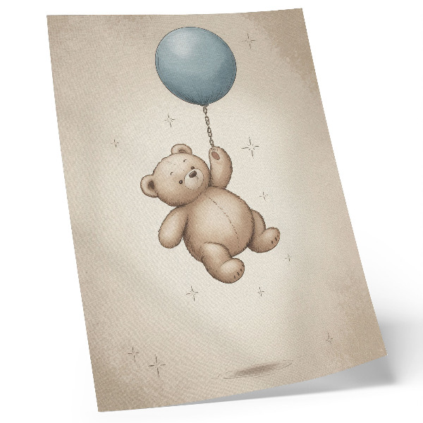 Art print A teddy bear with a balloon in bright colors