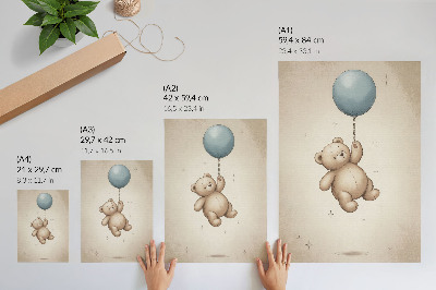 Art print A teddy bear with a balloon in bright colors