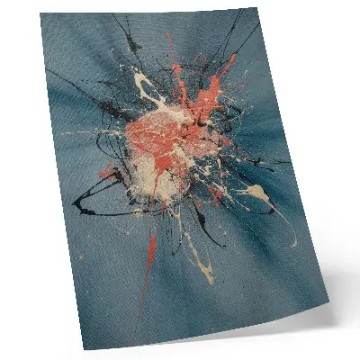 Poster dynamic blue rose with black and cream accents