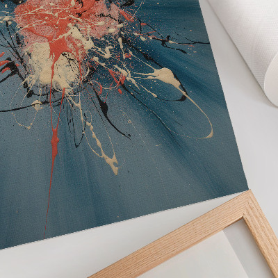 Poster Dynamic blue rose black cream accent