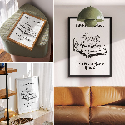 Art print Black and white illustrative humor text animals