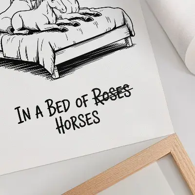 Art print black and white illustrative humor with animals