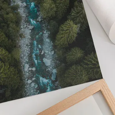 Premium wall art green forest river with natural harmony
