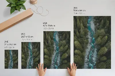 Premium wall art green forest river with natural harmony