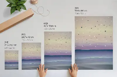 Decorative poster minimalist purple and navy blue sky drops