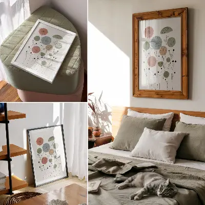 Poster geometric flowers in modern pastel shades
