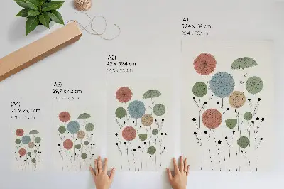 Poster geometric flowers in modern pastel shades