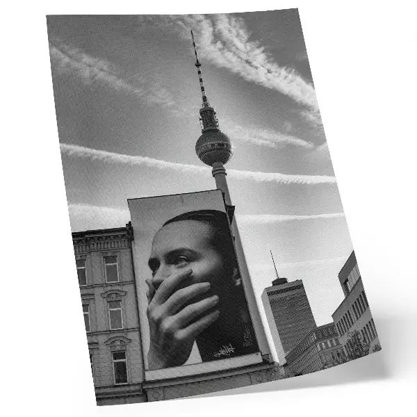 Art print a city mural and TV tower