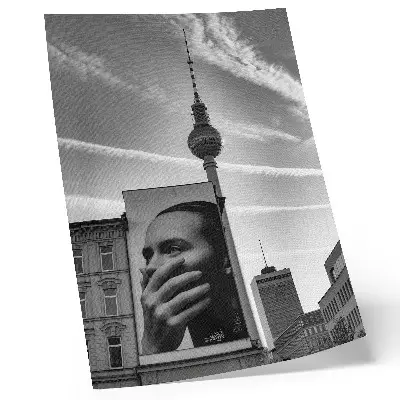 Art print a city mural and TV tower