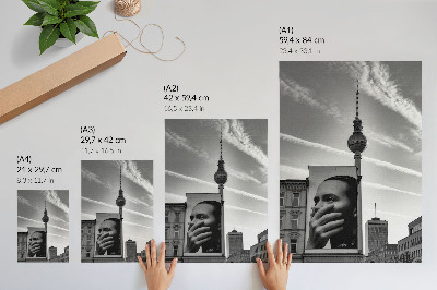 Art print A city with a mural and a TV tower