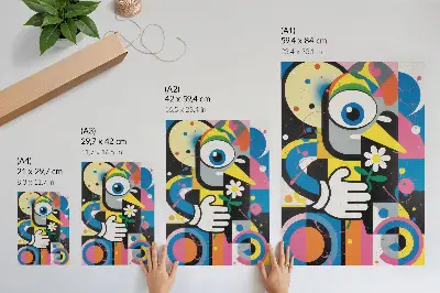 Premium wall art geometric abstraction in vivid contrasting colors