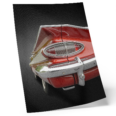 Decorative poster Red car chrome details retro style