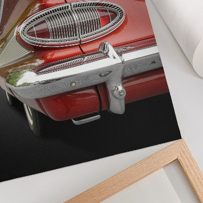 Decorative poster Red car chrome details retro style