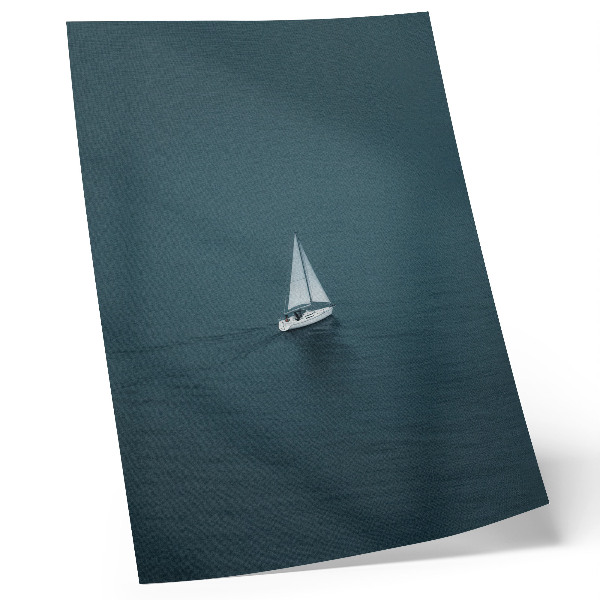 Art print A yacht on a calm sea, a minimalist composition