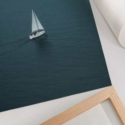 Art print A yacht on a calm sea, a minimalist composition