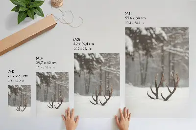 Premium wall art winter landscape featuring antlers in the snow