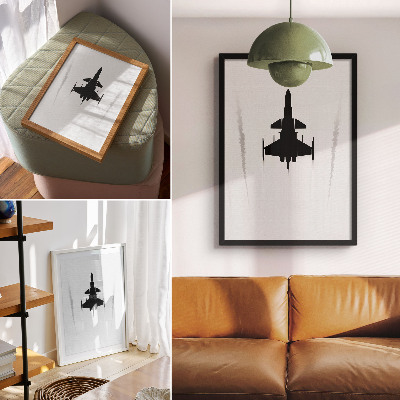 Decorative poster Black plane on white background contrast minimalism