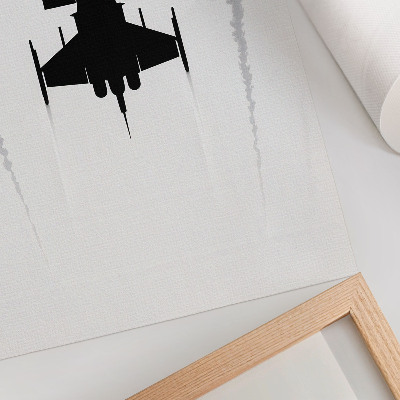 Decorative poster Black plane on white background contrast minimalism