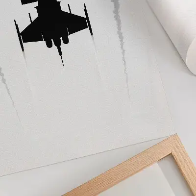 Decorative poster minimalist black plane on a white background