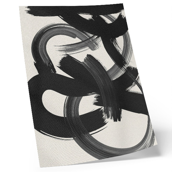 Art print Black and white abstract brush strokes