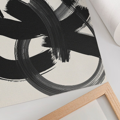 Art print Black and white abstract brush strokes