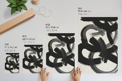 Art print Black and white abstract brush strokes