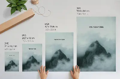 Premium wall art monochromatic mountain with a mystical atmosphere