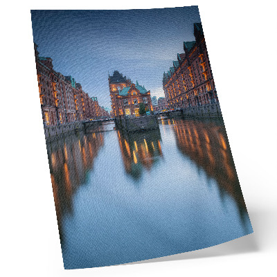 Decorative poster Symmetrical architecture and water reflections