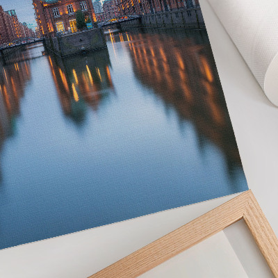 Decorative poster Symmetrical architecture and water reflections