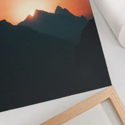 Premium wall art mountains at sunset with a peaceful theme