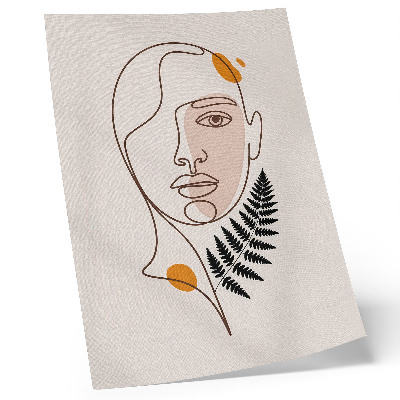 Premium wall art Minimalist face with leaf element