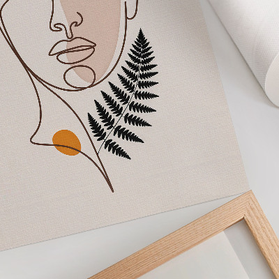 Premium wall art Minimalist face with leaf element
