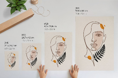 Premium wall art Minimalist face with leaf element