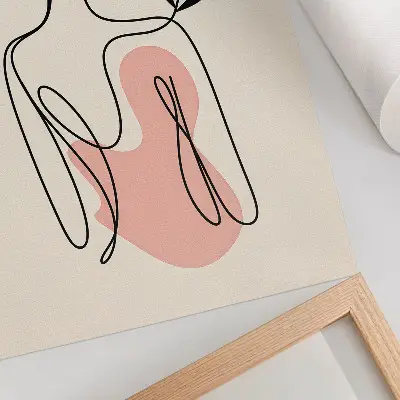 Decorative poster a delicate line art woman on a cream background
