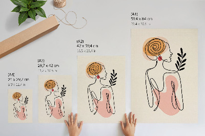 Decorative poster A delicate woman in line art on a cream background