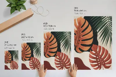 Tropical leaves poster vivid colors with a modern aesthetic