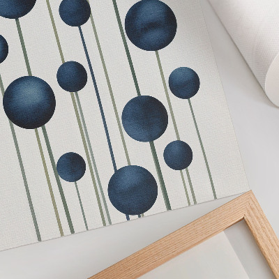 Decorative poster Blue circles on vertical lines