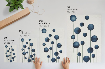 Decorative poster Blue circles on vertical lines