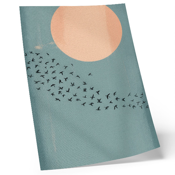 Art print Birds in flight blue background large circle