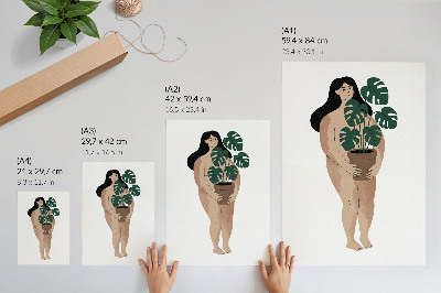 Premium wall art Woman with a flowerpot elegance minimalism peace
