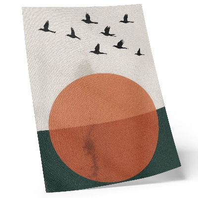 Decorative poster Birds in flight orange circle minimalist
