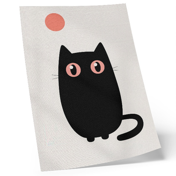 Art print Black cat with pink eyes on a white background