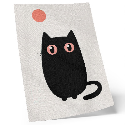 Art print Black cat with pink eyes on a white background