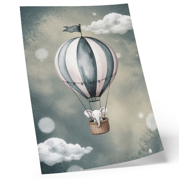 Decorative poster Balloon with clouds in delicate shades of gray
