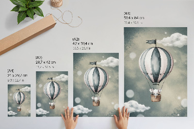 Decorative poster Balloon with clouds in delicate shades of gray