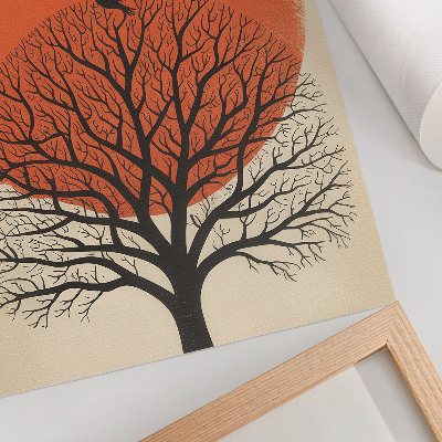 Art print Birds tree sun motif minimalist style